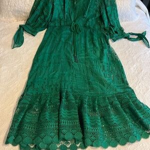 FARM Rio Green Guipire Lace Maxi Dress